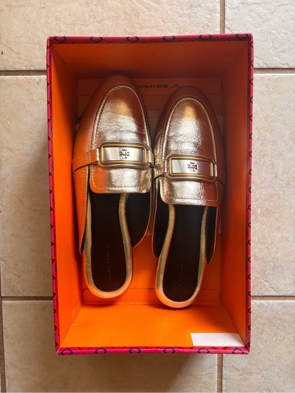 NWT Tory Burch-Spark Gold-Georgia Backless Loafer-Metallic